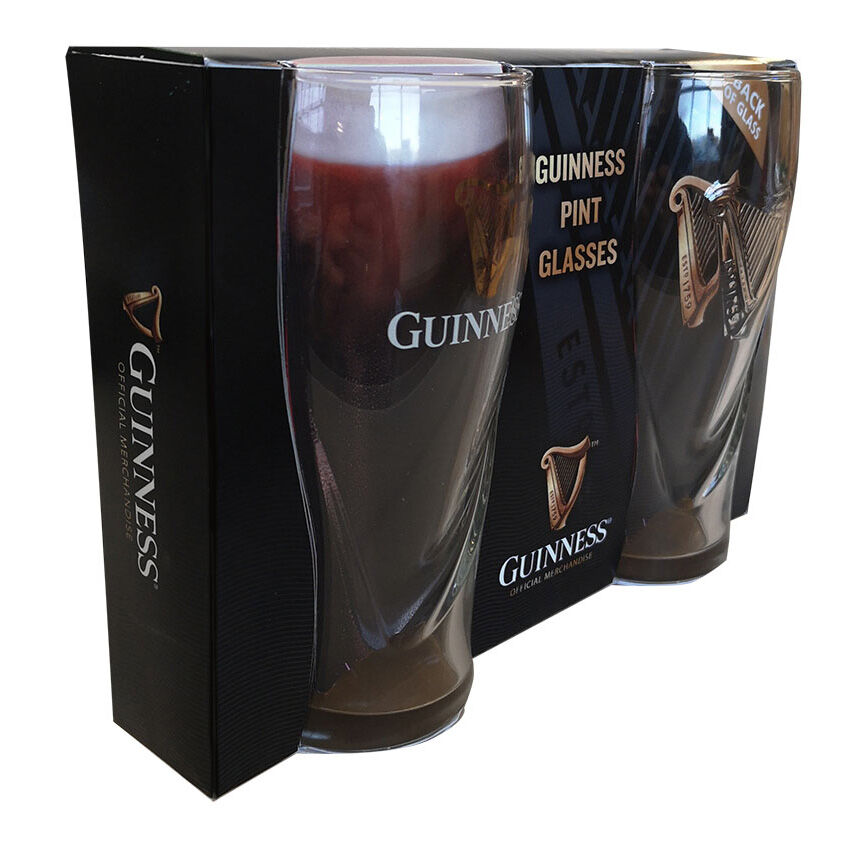 Two Guinness UK Pint Glass - 2 Pack in packaging.