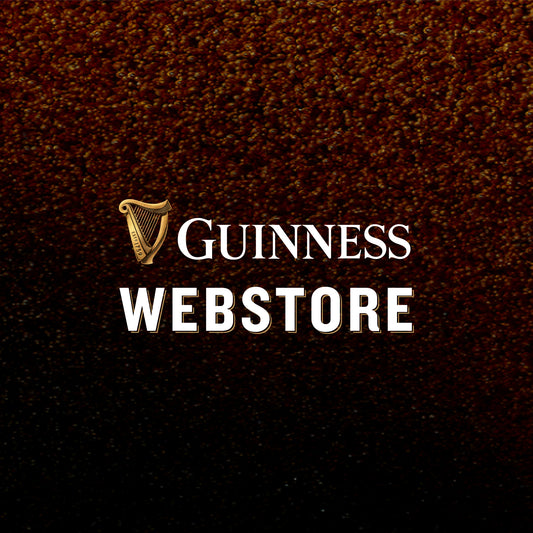 Guinness Webstore UK's Perfect Home Bar logo featuring a harp against a dark textured background.