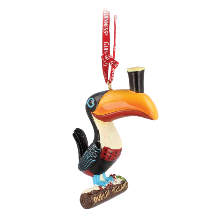 A Guinness Toucan Christmas Decoration with a Christmas hat from the Guinness Webstore UK.