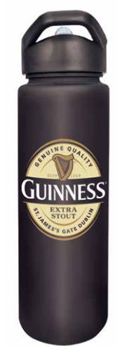 This stylish Guinness Label Plastic Water Bottle from the Guinness Webstore UK, featuring the iconic black Extra Stout label, offers an 800ml PET design and a robust black screw-on cap. It's ideal for Guinness fans on the move.