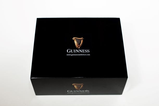 High quality Guinness UK gift box featuring the iconic Guinness logo.