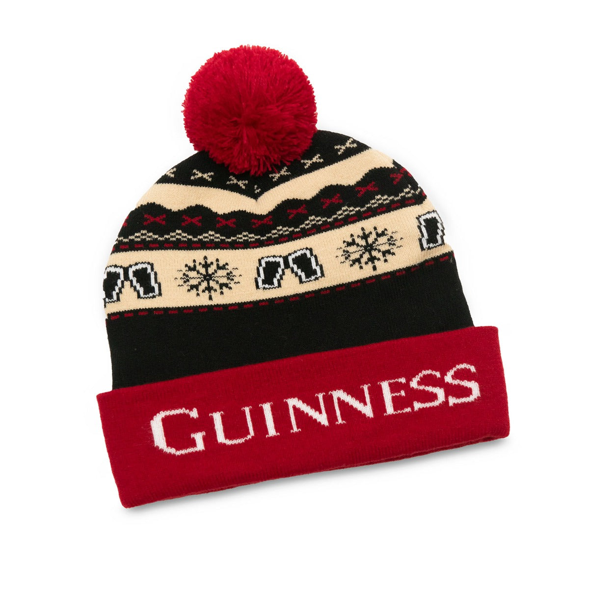 Guinness UK Official Pint Winter Beanie hat with pom pom.