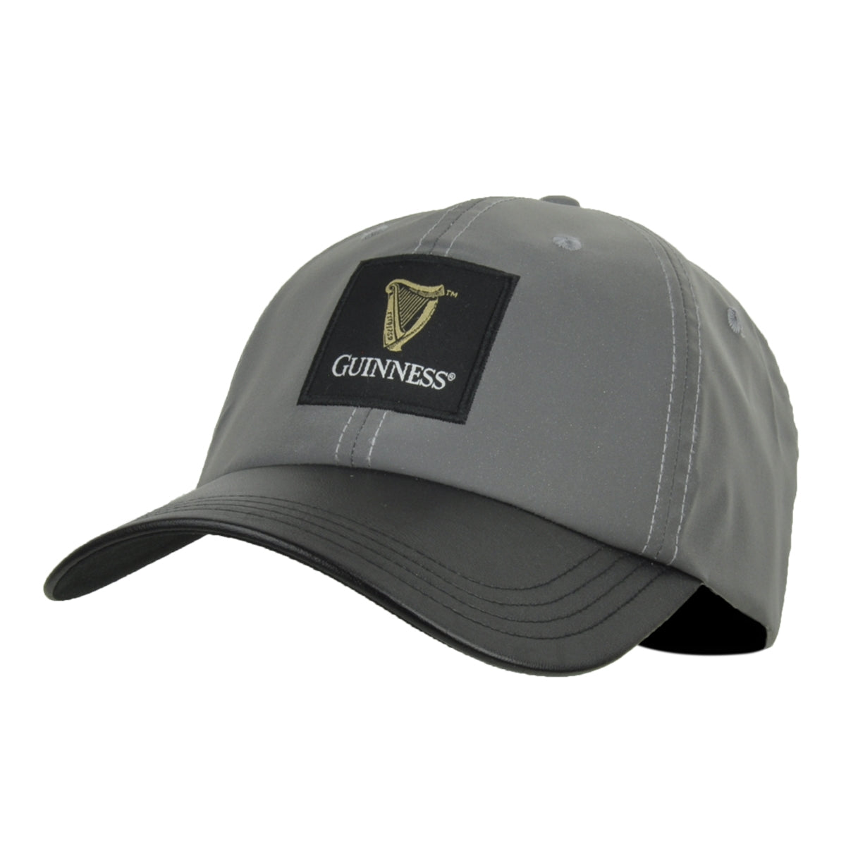 A gray Guinness UK Reflective Cap with a Guinness logo on the front and an adjustable snapback closure.