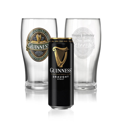 Guinness UK Guinness Ireland Collection - Single Glass and Can - Personalised pint glass set.
