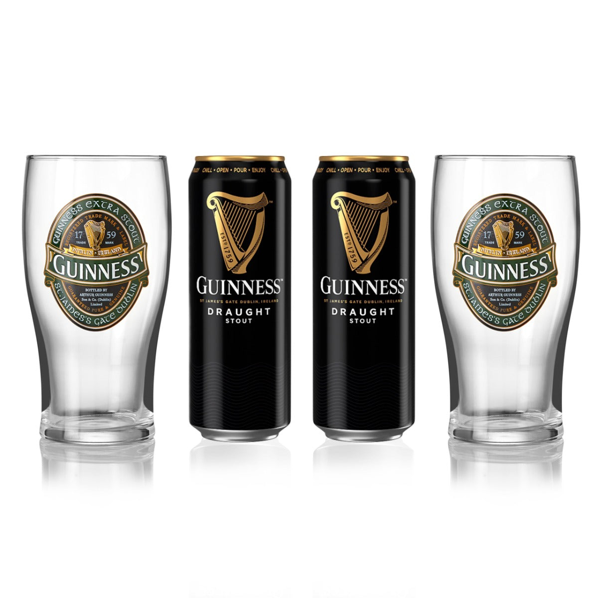 Guinness Ireland Collection - 2 Glasses and 2 Cans