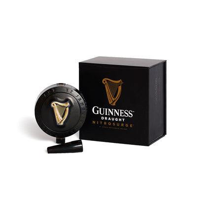 Stylish Guinness Nitrosurge Unit beer mug featuring a mesmerizing pouring experience with the iconic Guinness shamrock.