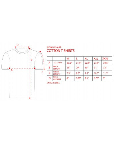 A Guinness-branded chart displaying measurements for a Guinness Distressed Trademark Label T-Shirt.